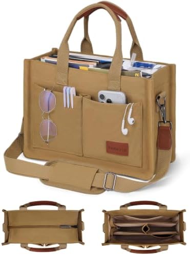 Canvas Tote Bag with Zipper Closure and Individual Compartments