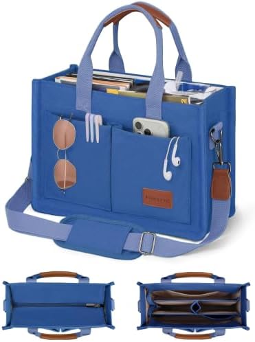 Canvas Tote Bag with Zipper Closure and Individual Compartments