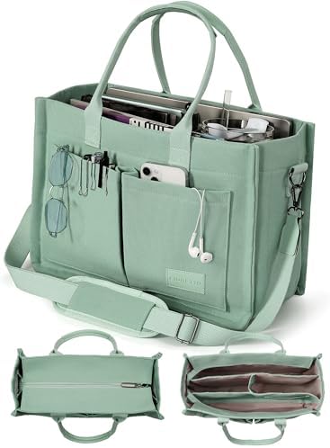 Canvas Tote Bag with Zipper Closure and Individual Compartments