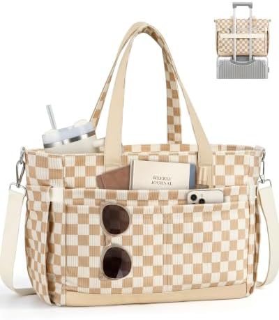 Corduroy Laptop Tote Bag for Women with 17 Pockets