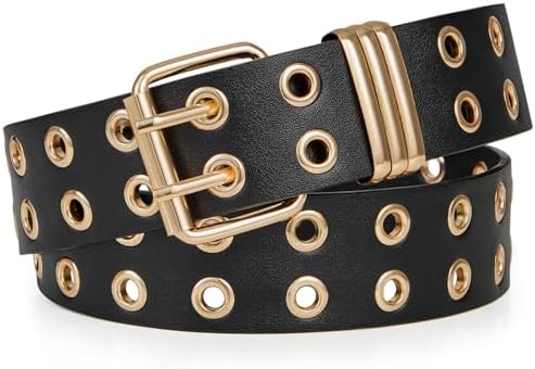 Double Grommet Leather Belt