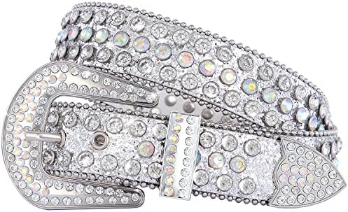 Rhinestone Western Belt with Pearl Trim and Stone Buckle