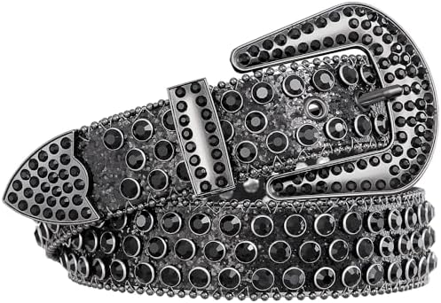 Rhinestone Western Belt with Pearl Trim and Stone Buckle