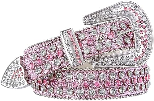 Rhinestone Western Belt with Pearl Trim and Stone Buckle
