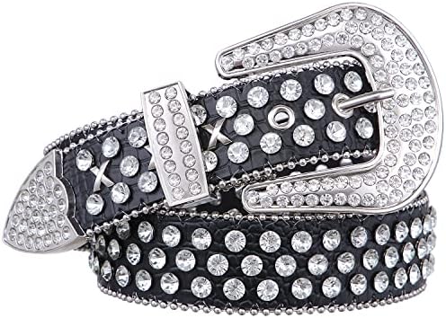 Rhinestone Western Belt with X-Studs and Bead Trim