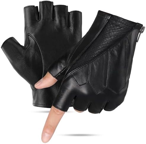 Mens Fingerless Leather Driving Gloves