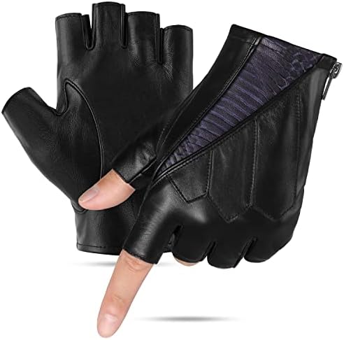Mens Fingerless Leather Driving Gloves