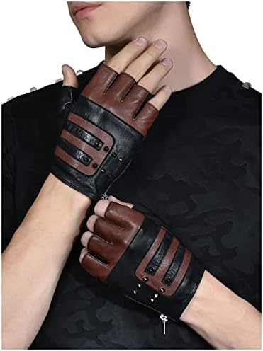 Men's Unlined Fingerless Leather Gloves