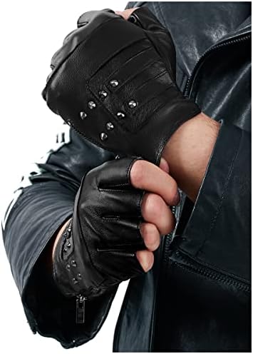 Men's Unlined Fingerless Leather Gloves