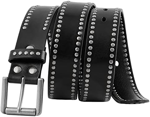 Men's Cowhide Belt with Circle Rivets