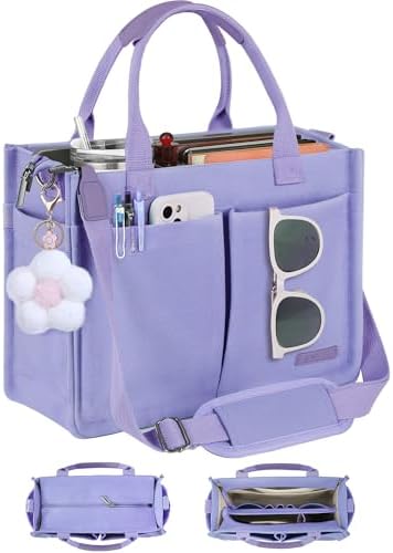 Women's Canvas Tote Bag with Zipper Top