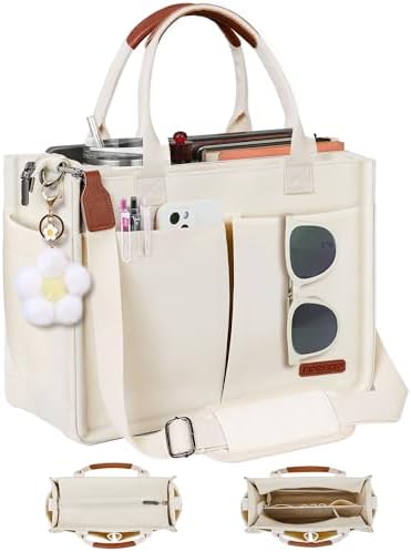 Women's Canvas Tote Bag with Zipper Top