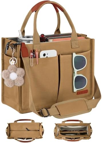 Women's Canvas Tote Bag with Zipper Top