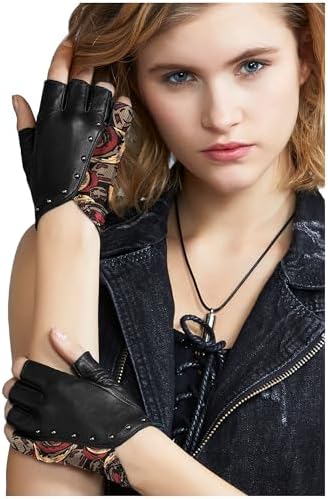 Women's Fingerless Leather Driving Gloves