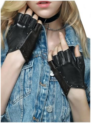Women's Fingerless Leather Driving Gloves