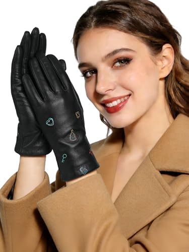 Women's Genuine Leather Gloves Touchscreen Winter Driving…