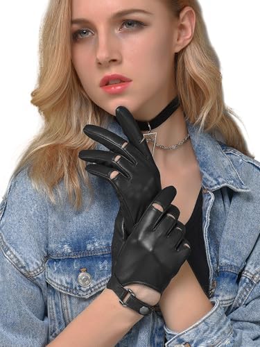 Women's Genuine Sheepskin Leather Driving Gloves