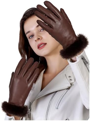 Women's Chrome-Free Leather Gloves with Fur Cuff